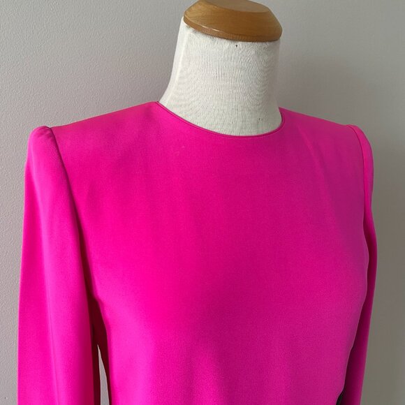 Vintage 80s/90s David Hayes Silk Dress – Hot Pink & Black Colour Block - Picture 9 of 11